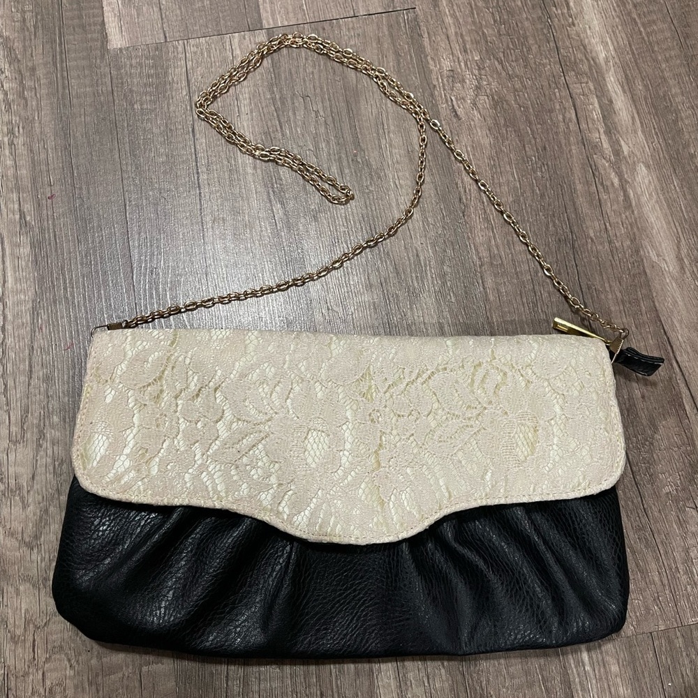 Elegant Cream and Black Women's Clutch